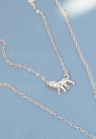 SILVER LITTLE LION SHORT CHARM NECKLACE HANDMADE
