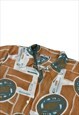 VINTAGE 80S 90S SHIRT ABSTRACT PATTERN BUTTON UP TOP