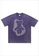 SPIKY BEAR T-SHIRT GOTHIC TEE RETRO TEDDY GRUNGE TOP GREY