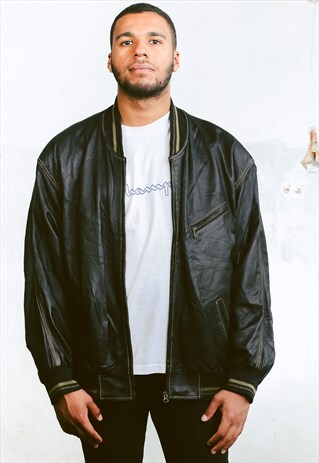 VINTAGE LEATHER BOMBER JACKET