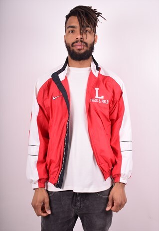 NIKE MENS VINTAGE TRACKSUIT TOP JACKET SMALL RED 90S