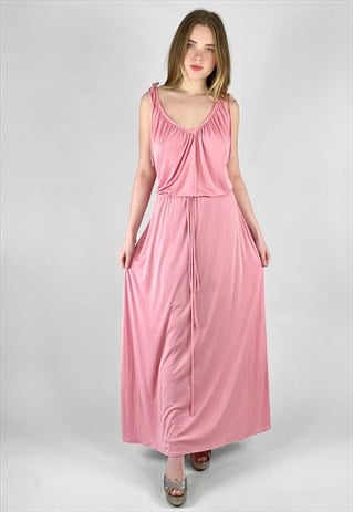 70's Furstenberg Grecian Vintage Pink Slip Maxi Ladies Dress