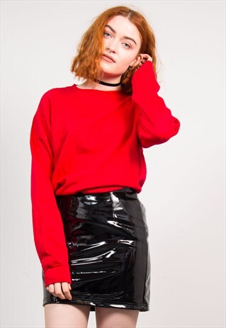 VINTAGE 90'S RED BASIC SWEATSHIRT JUMPER