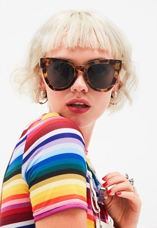 KIKA - OVERSIZED ANGULAR TORTOISESHELL CAT EYE SUNGLASSES