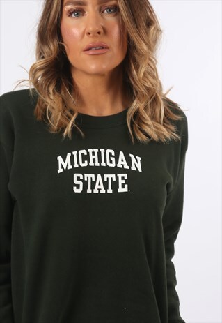 SWEATSHIRT JUMPER MICHIGAN PRINT LOGO VINTAGE UK 8 (HG3C)