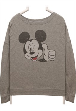 Disney 90's Mickey Mouse Crewneck Sweatshirt Medium Grey