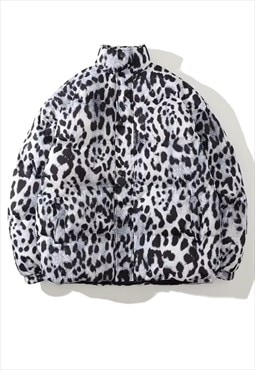 Leopard bomber gradient animal print puffer pastel jacket 