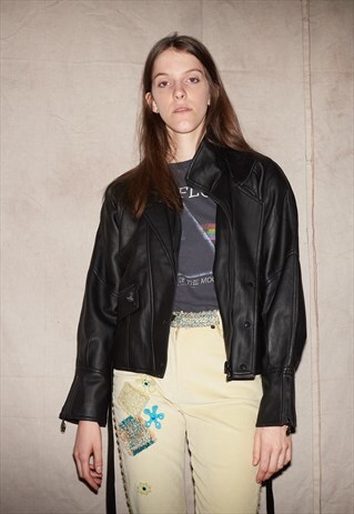 80S GOTH FESTIVAL VIBE UNISEX CLASSIC VEGAN LEATHER JACKET