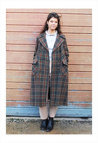 VINTAGE TWEED CHECK WINTER COAT