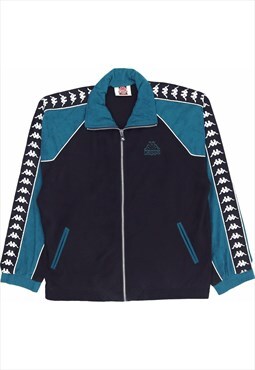 Vintage 90's Kappa Fleece Retro Track Jacket Zip Up Black,