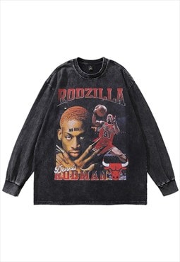Dennis Rodman t-shirt vintage wash top Rodzilla long tee