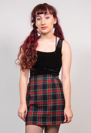 VINTAGE 90'S BLACK VELVET SQUARE NECK VEST TOP