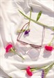 PURPLE DIAGONAL CUT CAT EYE OVAL SUNGLASSES