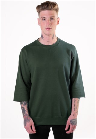 ESSENTIAL 3/4 SLEEVE JUMPER T-SHIRT - FORREST GREEN