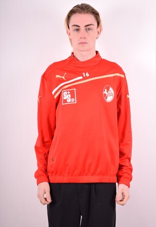 PUMA MENS VINTAGE PULLOVER TRACKSUIT TOP LARGE RED 90S