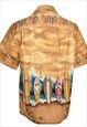 VINTAGE GRAPHIC BEACH PRINT HAWAIIAN SHIRT - L