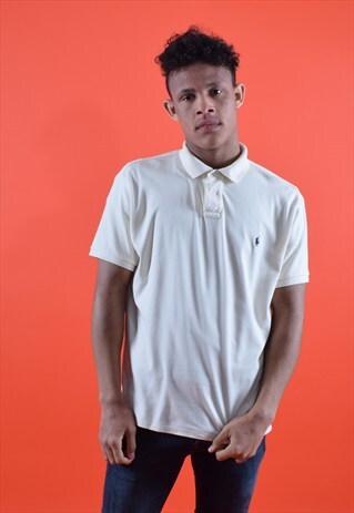 CREAM RALPH LAUREN SHORT SLEEVED POLO TEE