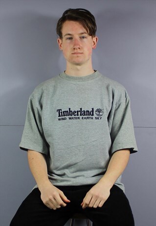 VINTAGE TIMBERLAND WEATHERGEAR SWEATSHIRT IN GREY WITH EMBRO