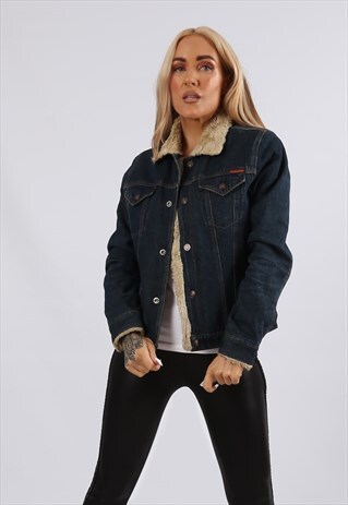 VINTAGE ROXY JEAN SHERPA LINED DENIM JACKET 8 10 XS S (C5AO)
