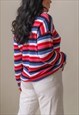 VINTAGE 90S OVERSIZED JUMPER IN MULTI-COLOURED STRIPE