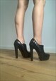 VINTAGE BLACK LEATHER 90S  PLATFORMS