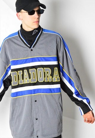 VINTAGE 90S GREY COLOUR BLOCK DIADORA JACKET