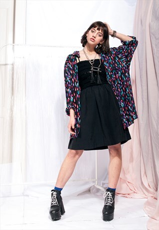 VINTAGE OVERSIZED SHIRT 90S ABSTRACT PATTERN BLOUSE