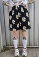 DAISY FLEECE SHORTS HANDMADE SUNFLOWER OVERALLS IN BLACK