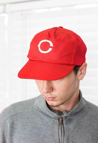 VINTAGE CINCINNATI REDS TRUCKER CAP LOGO 90S ONE SIZE 2.0