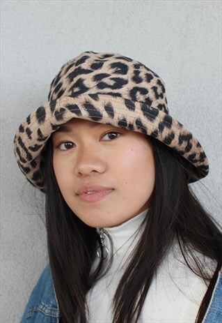 BEIGE LEOPARD PRINT FESTIVAL BUCKET HAT