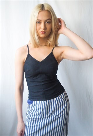 VINTAGE UNITED COLOURS OF BENETTON DARK DENIM CROP TOP
