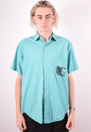 WRANGLER MENS VINTAGE SHIRT LARGE BLUE 90S