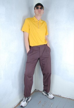 Vintage 80's baggy maroon long casual festival trousers 
