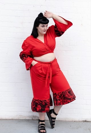 FRILL HEM CULOTTES- POSTIE RED