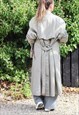 VINTAGE TAN CORDUROY TRIM BELTED MAC TRENCH COAT