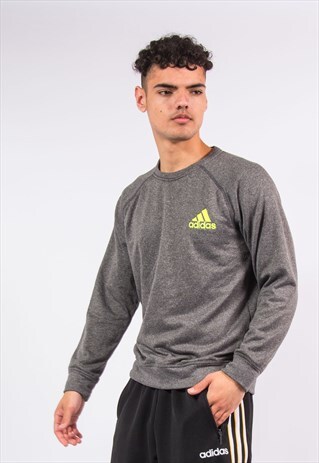 ADIDAS GREY SPORTS SWEATSHIRT NEON LOGO