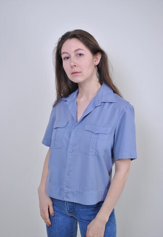 80S MILITARY SHIRT, VINTAGE HERITAGE GRAY BLOUSE