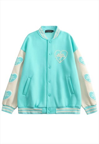 KALODIS HEART PATCH BASEBALL JERSEY JACKET