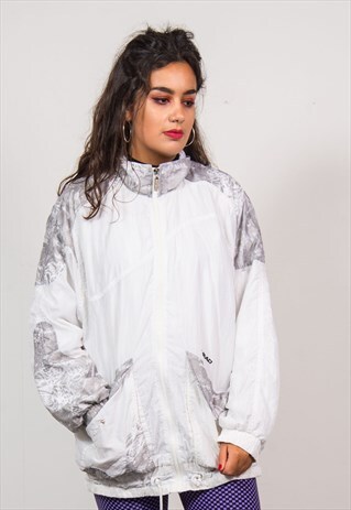 VINTAGE HEAD WHITE SHELL ZIP FASTEN TRACKSUIT JACKET