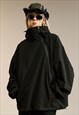 Gorpcore punk bomber utility puffer grunge jacket in black