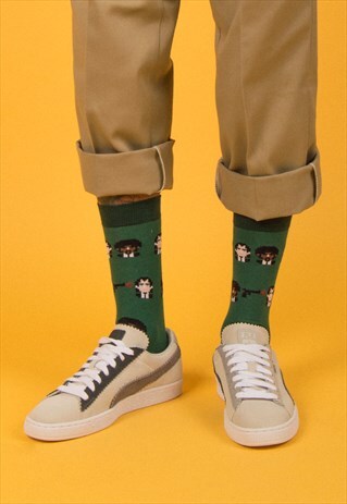 8 BIT FICTION GREEN SOCKS