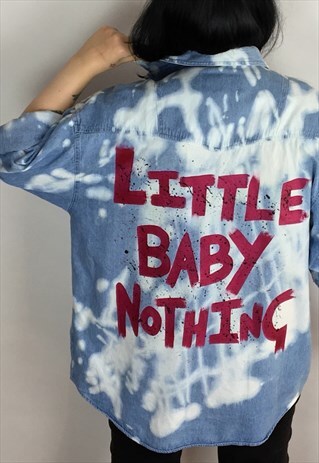 LITTLE BABY NOTHING ACID WASH/HAND PAINTED DENIM SHIRT