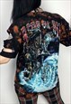 GRUNGE STYLE BLEACHED DISTRESSED BIKER GRAPHIC T-SHIRT