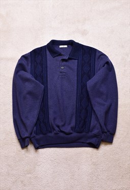 Vintage 90s St Michael Navy Button Sweater