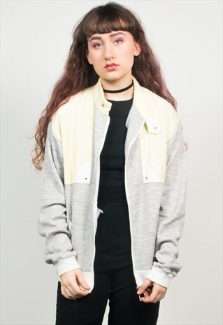 HEAD VINTAGE 90'S GREY & PASTEL YELLOW TRACKSUIT JACKET