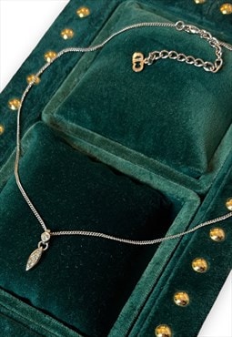 Dior necklace silver tone metalware diamante pendant