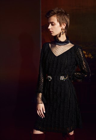 WOMEN'S CLASSIC WINTER DRESS, BLACK