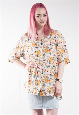 VINTAGE 90'S FLORAL PATTERN OVERSIZE SHIRT