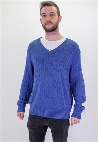 VINTAGE RALPH LAUREN V NECK SWEATER LARGE