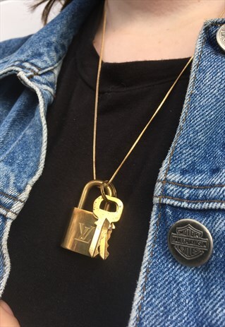 WOMENS VINTAGE LOUIS VUITTON LOCK KEY REWORKED NECKLACE
